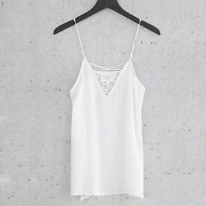 Ivory Silk Express Edition Lace Up Cami